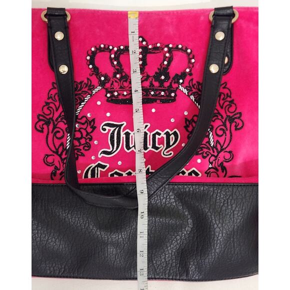 Hot Pink Juicy Couture Purse Zip Top Bag Handbag Y2K Velour Vintage - Picture 14 of 16